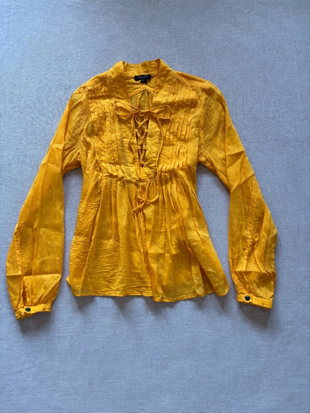 Rag & Bone yellow silk top. - Picture 5 of 11